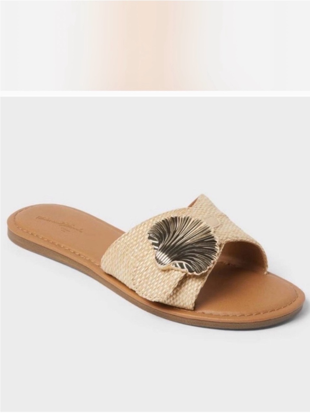 Women’s Natural Woven Slide Sandal with Shell Detail Universal Thread